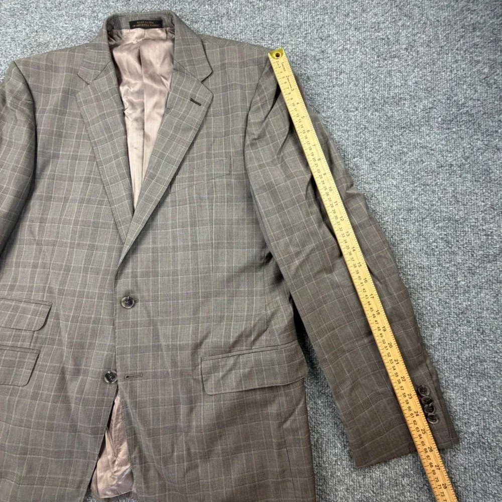 Jos A Bank‎ Reserve Ermenegildo Zegna Wool Suit 42L 36L Brown Plaid Mens